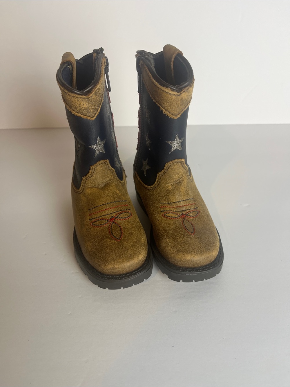 Kids Two-Tone Western Star Boots - Black & Brown